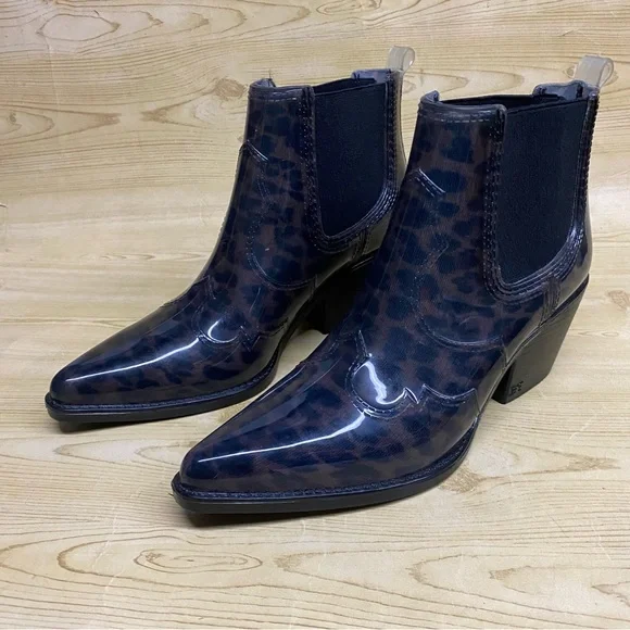 Sam Edelman Animal Print Ankle Boots Booties Pointed Toe Block Heel Sz 6 - Picture 10 of 15